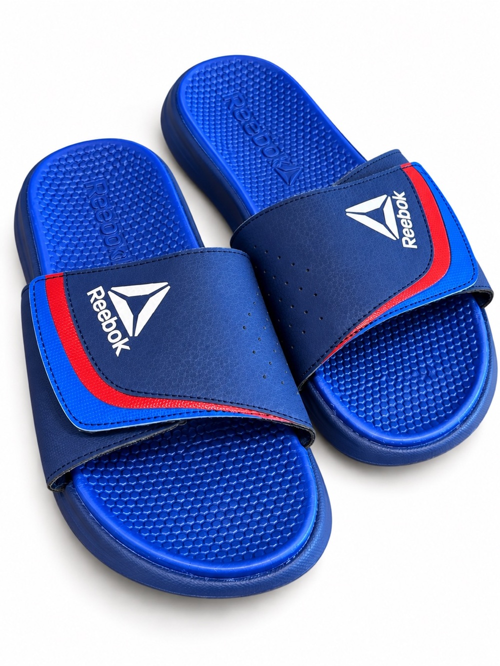 Reebok Delta Flow Boys Blue Red Slide Sandals Size 5 NWT